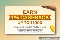 BOBCARD Cashback: Earn 1% on Purchases Over ₹10,000 (Aug 2025)