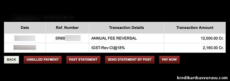 ICICI Emeralde credit card fee reversal