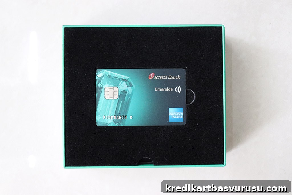 ICICI Emeralde Credit Card inside the box