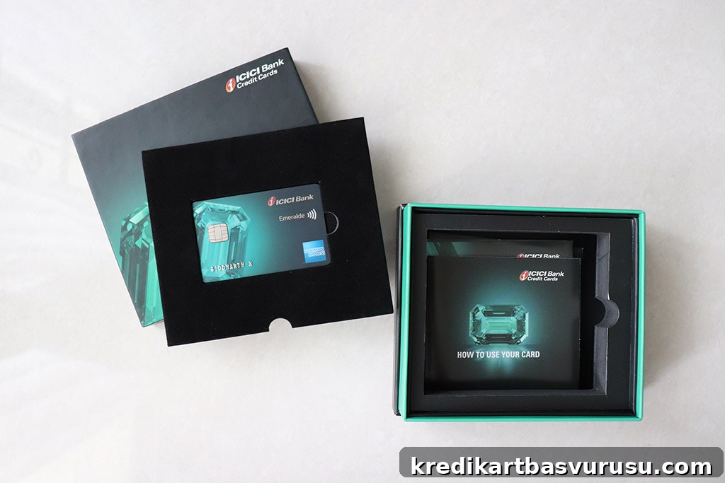 ICICI Emeralde Credit Card with brochures