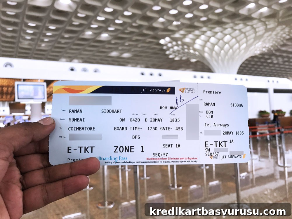 Jet Airways Première boarding pass