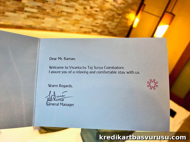 Welcome Note at Taj Surya, Coimbatore