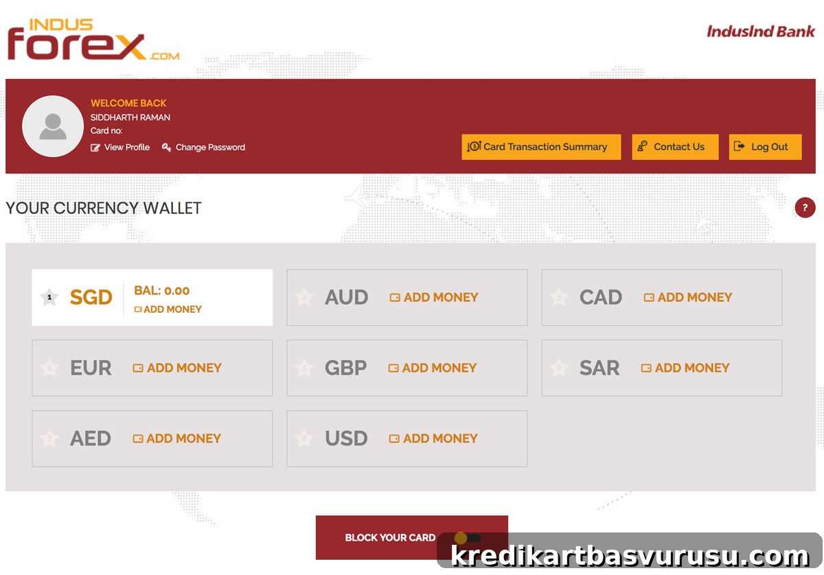 Manage Indusind Bank Forex Card