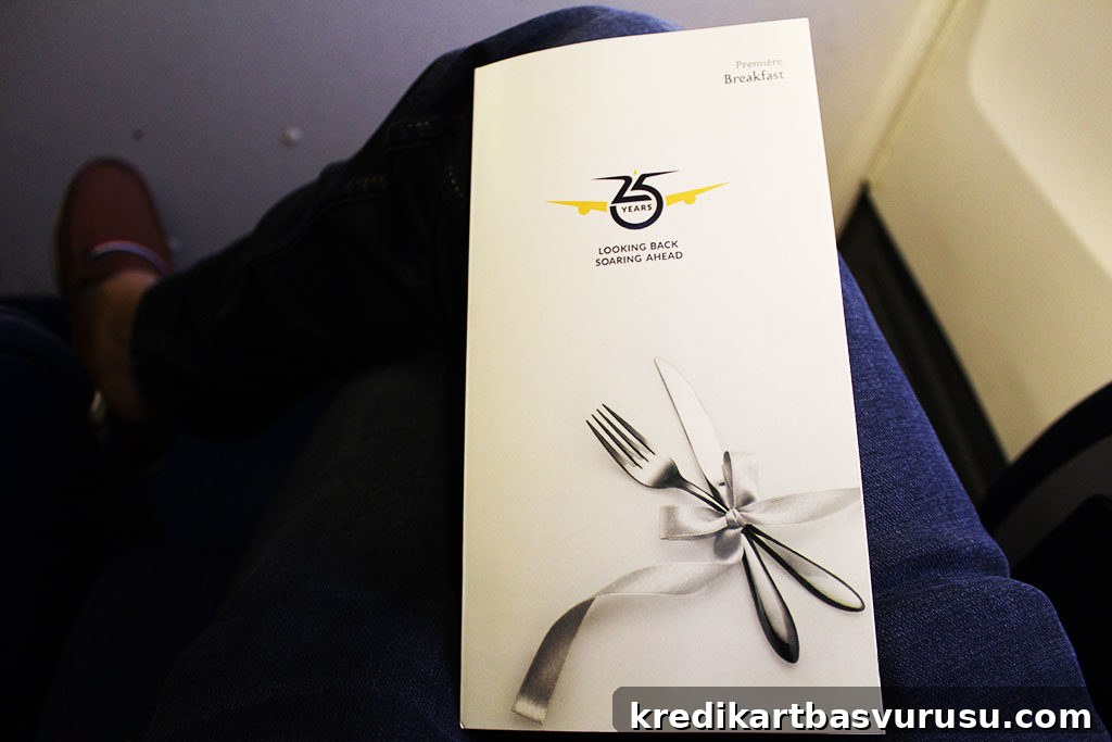 Jet Airways Business Class – Menu Front