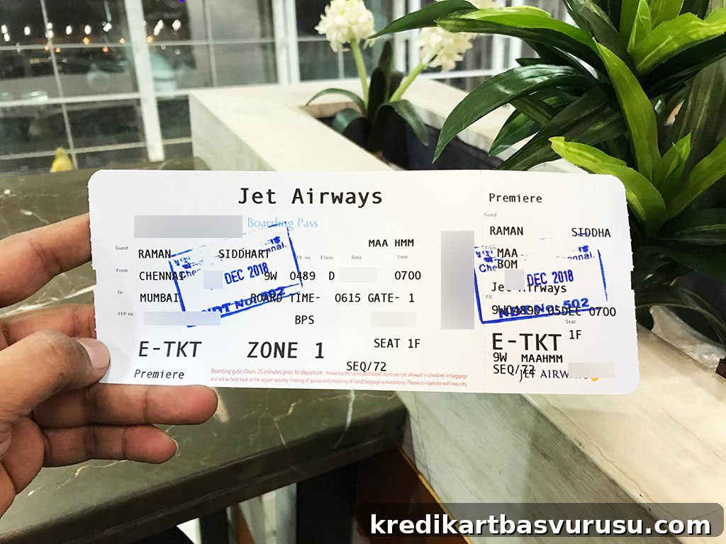 Jet Airways Business Class Boarding Pass