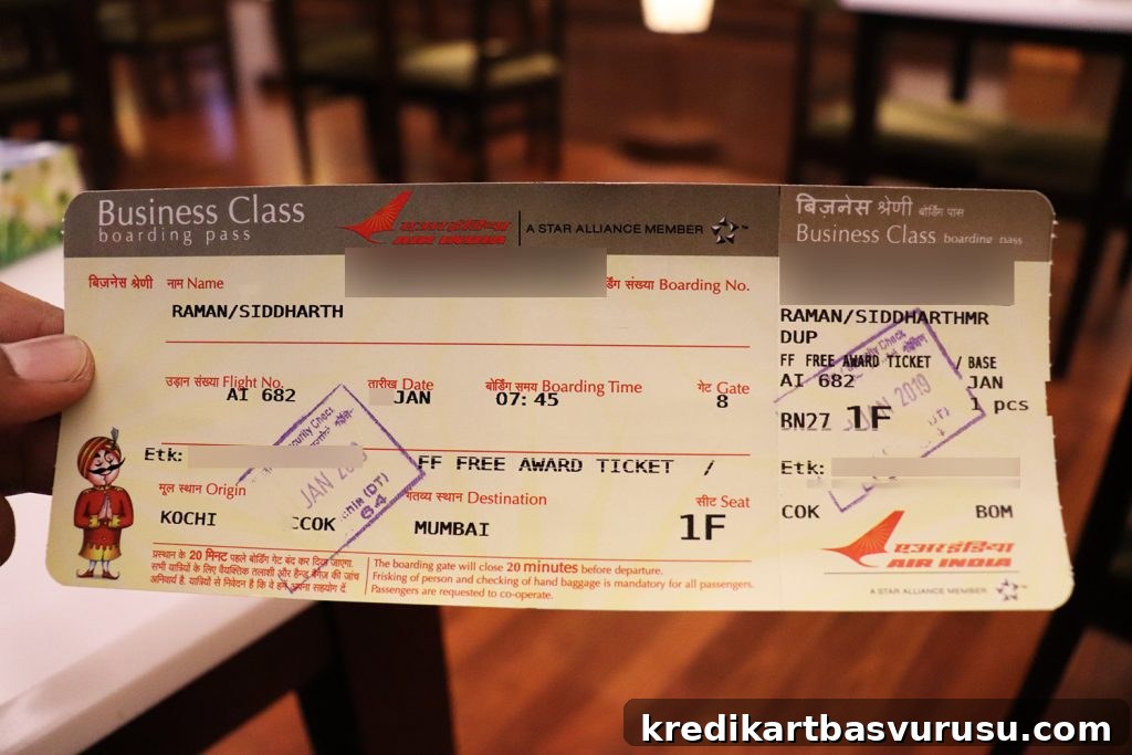 Air India Business Class Boarding Pass