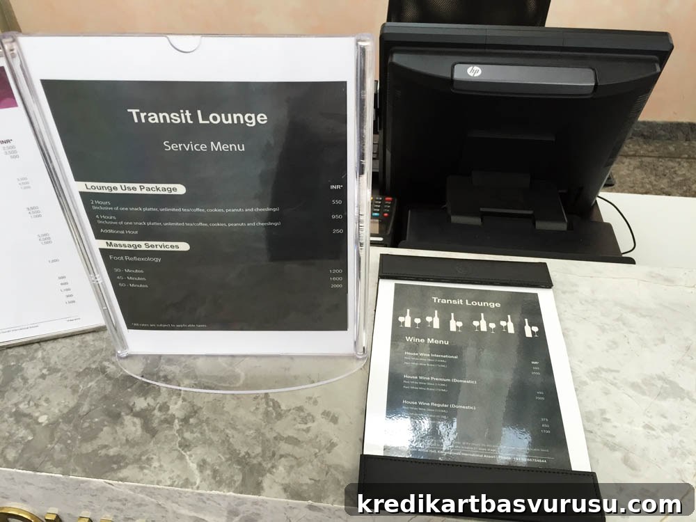 Transit Lounge Menu